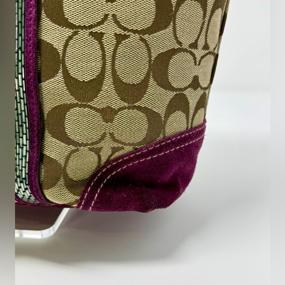 Coach Vintage Signature Canvas Monogram Tote Bag with Metallic and Suede Accents - Picture 4 of 11